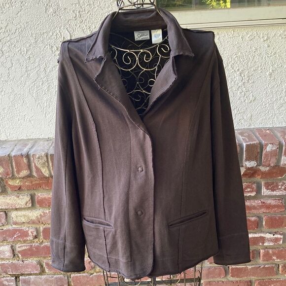 Spa Lounge Wear Button Down 100% Cotton Sweatshirt Jacket By Chico’s Size 2 - Picture 1 of 9